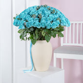 100 Tiffany Blue Roses - Vase