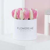 Petite Pink & White Tulip Hatbox