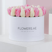 Pink and White Tulip Hatbox