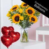 Luxury Sunflower -Vase (Complimentary balloons)