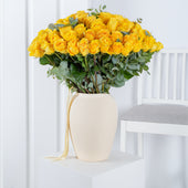 100 Yellow Roses  Vase