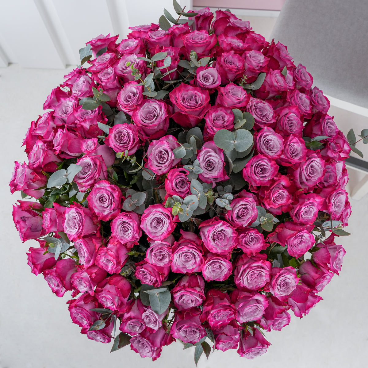 100 Purple Roses  Vase