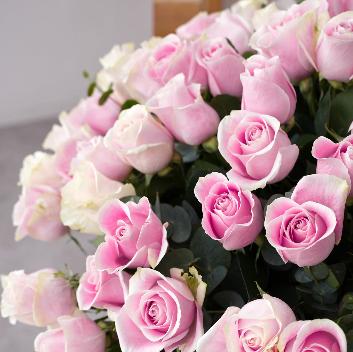 Anniversary 100 Pink Roses  Vase
