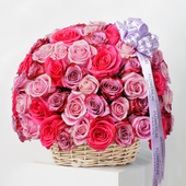 100 Blush Roses Basket