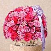 100 Blush Roses Basket