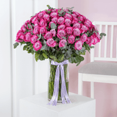 100 Purple Roses - Vase
