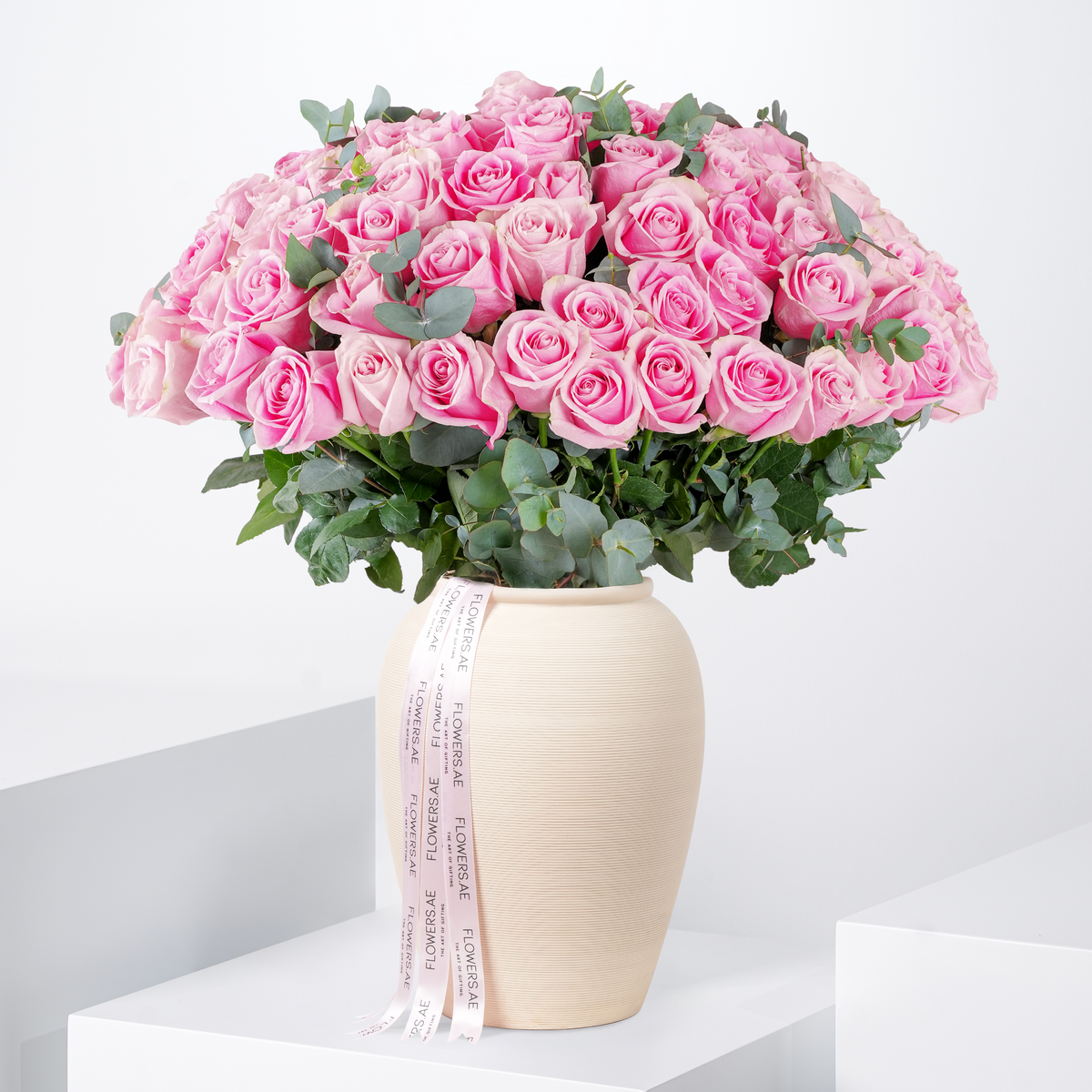 Anniversary 100 Pink Roses  Vase