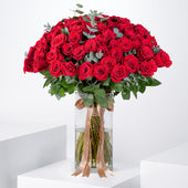 Valentine 100 Red Roses Vase