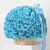 100 Tiffany Blue Roses Basket