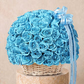 100 Tiffany Blue Roses Basket