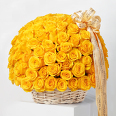 100 Yellow Roses Basket