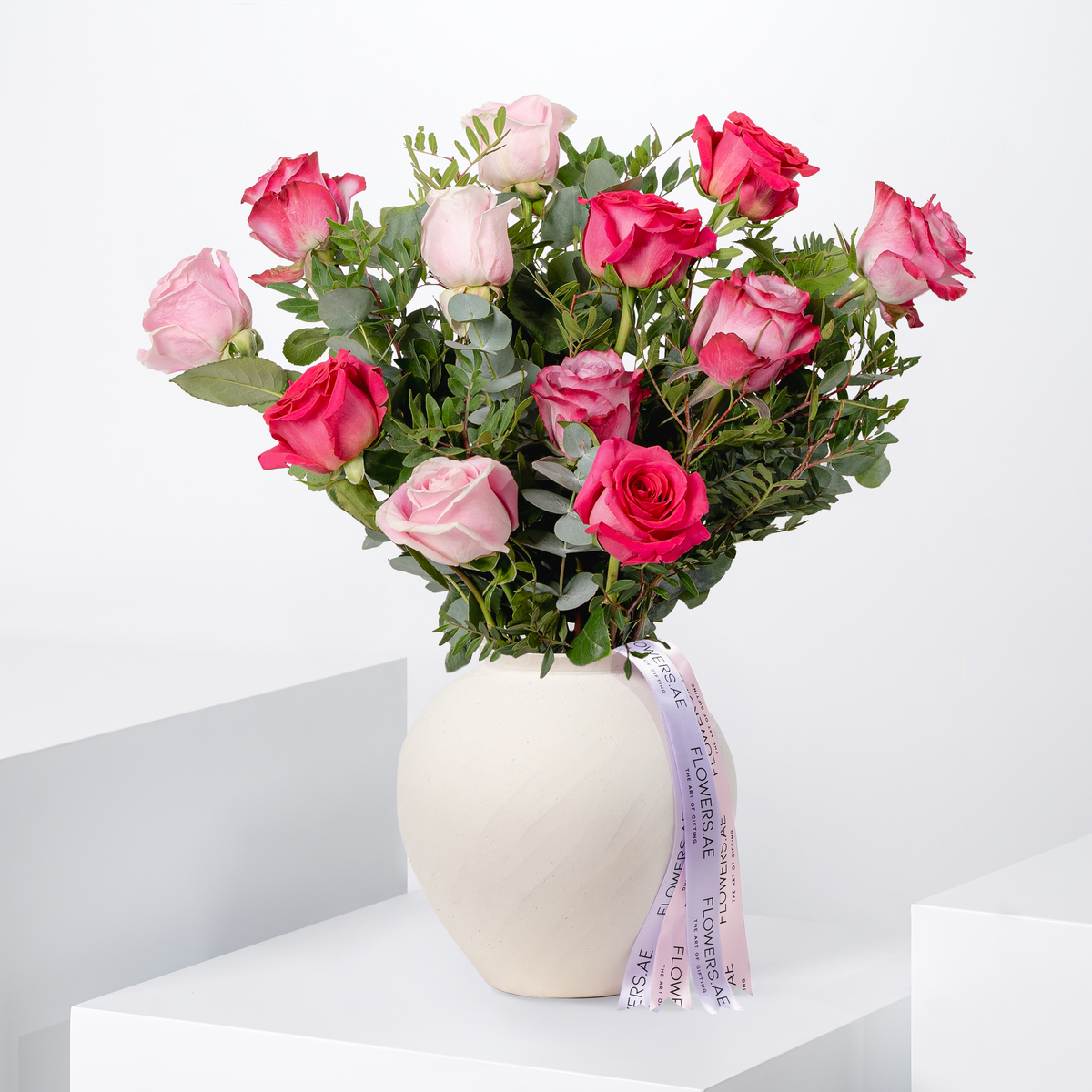 12 Blush Roses Vase