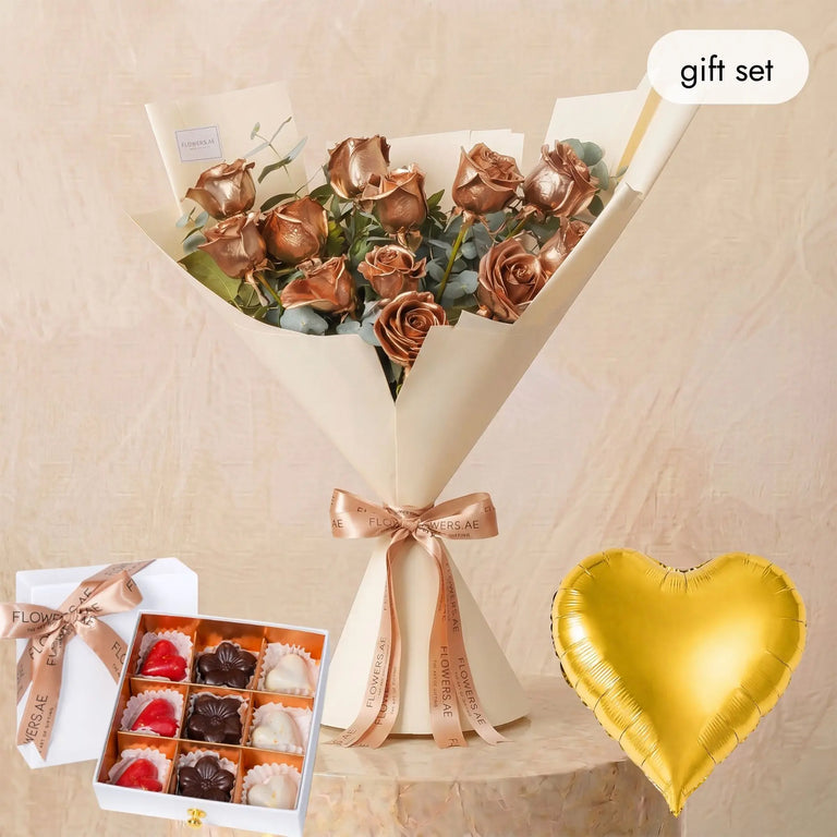 Congratulations 12 Gold Roses (Gift Set)