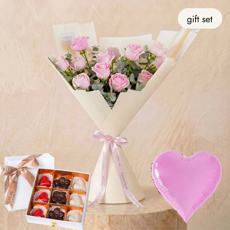 Congratulations 12 Pink Roses (Gift Set)