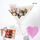 Congratulations 12 Pink Roses (Gift Set)