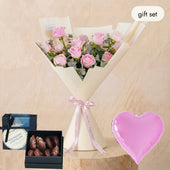 Congratulations 12 Pink Roses (Gift Set)