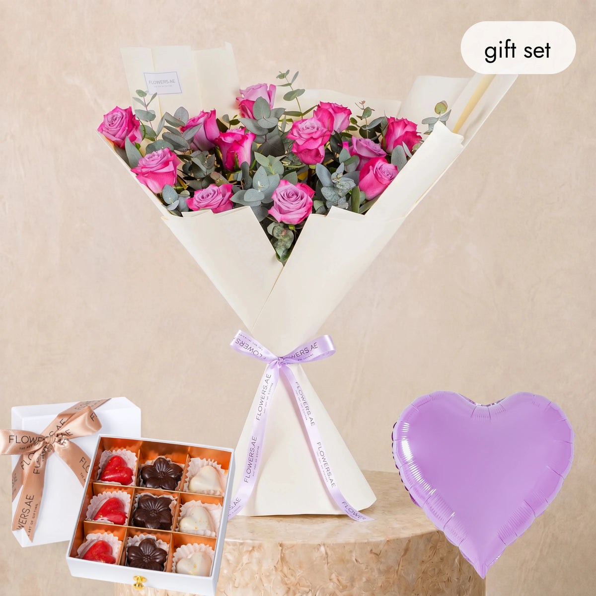 Congratulations 12 Purple Roses (Gift Set)