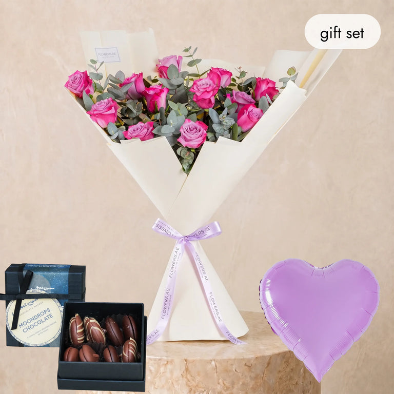 Congratulations 12 Purple Roses (Gift Set)