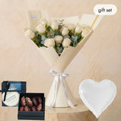 Congratulations 12 White Roses (Gift Set)
