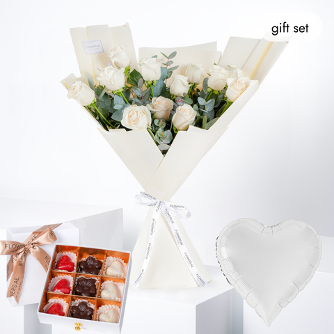 Congratulations 12 White Roses (Gift Set)