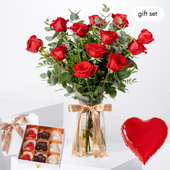 Anniversary 12 Red Roses Vase (Gift Set)