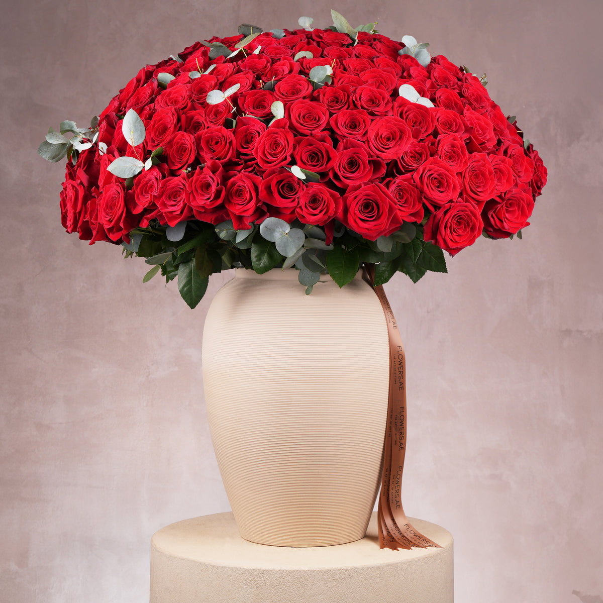 200 Red Roses - Vase | Free Same-Day Delivery to all Emirates - Flowers.ae