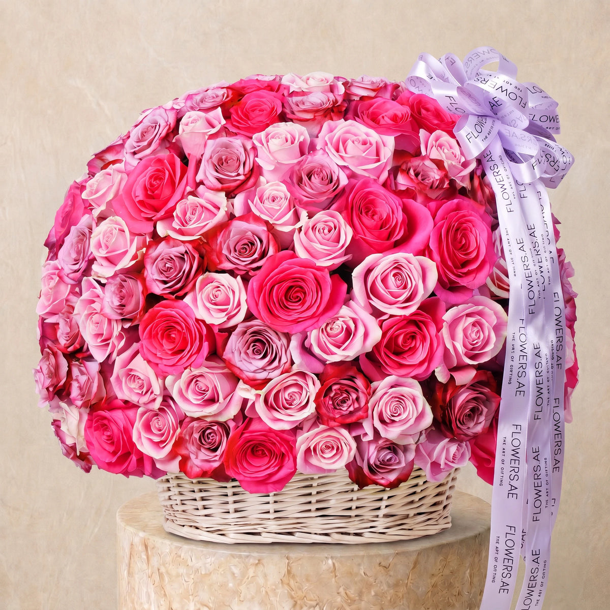 200 Blush Roses Basket