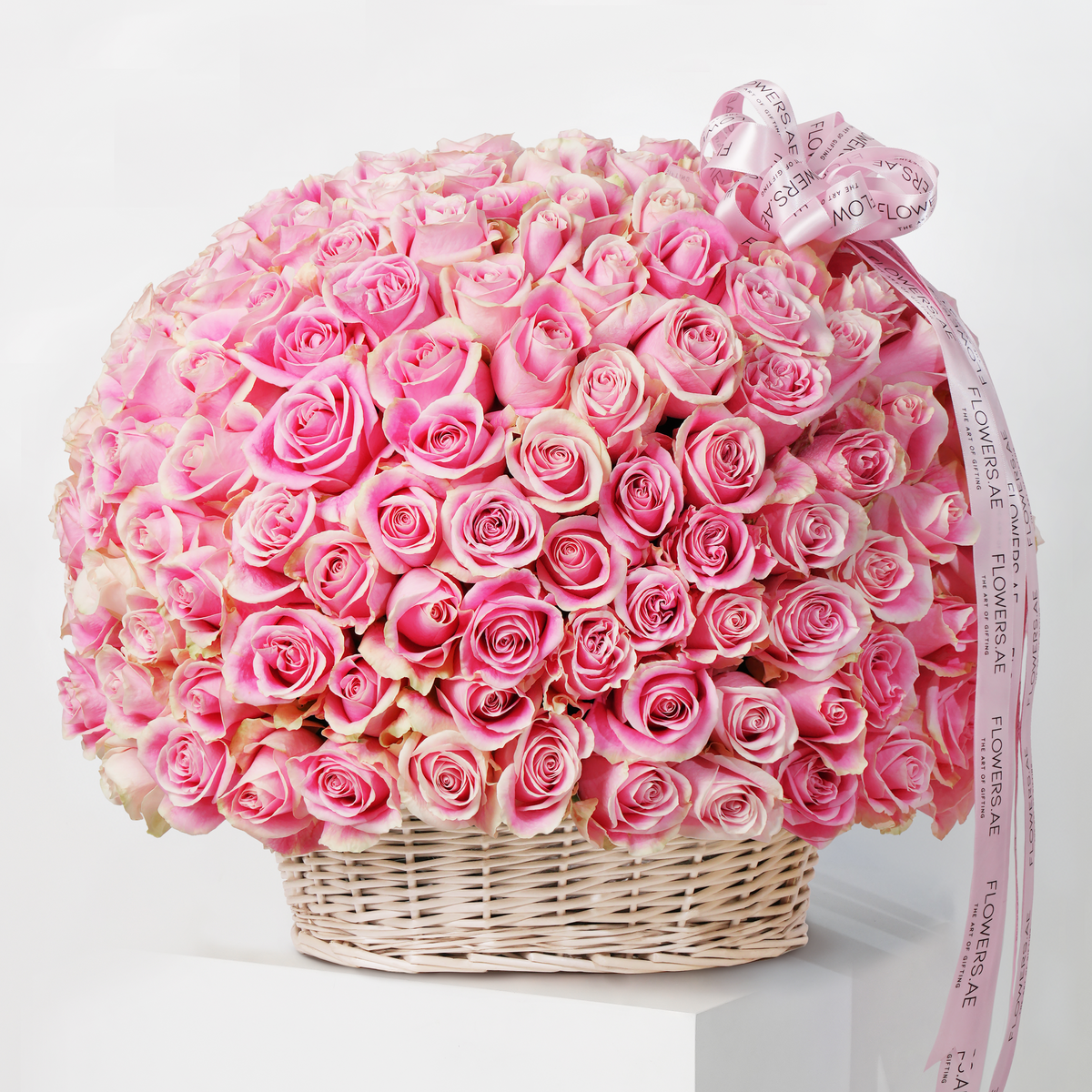 200 Pink Roses Basket