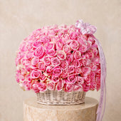 200 Pink Roses Basket
