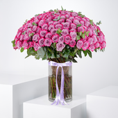 Valentine 200 Purple Roses Vase