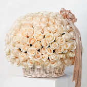 200 White Roses Basket