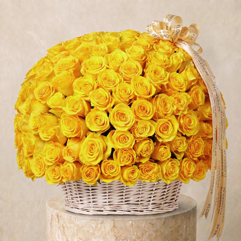 200 Yellow Roses Basket