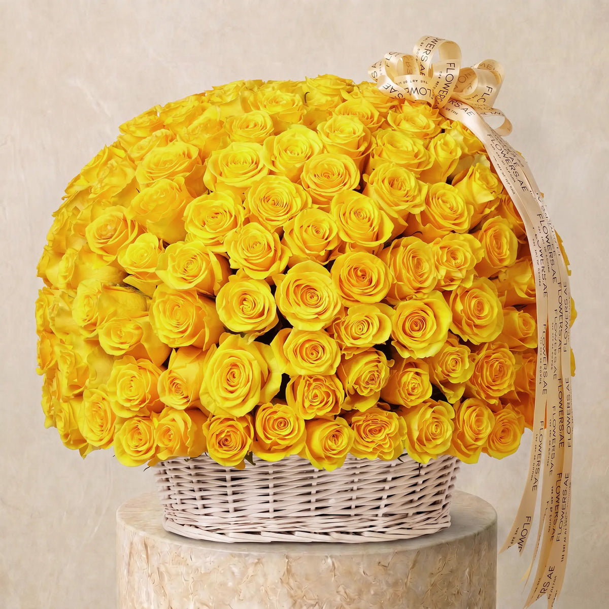 200 Yellow Roses Basket