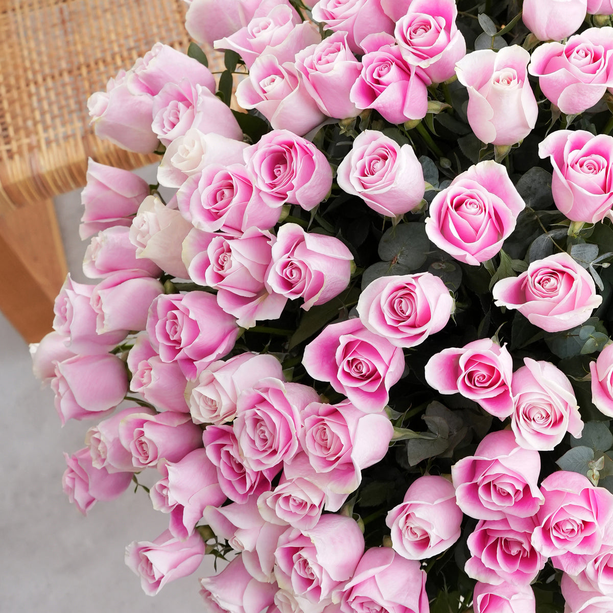 200 Pink Roses  Vase