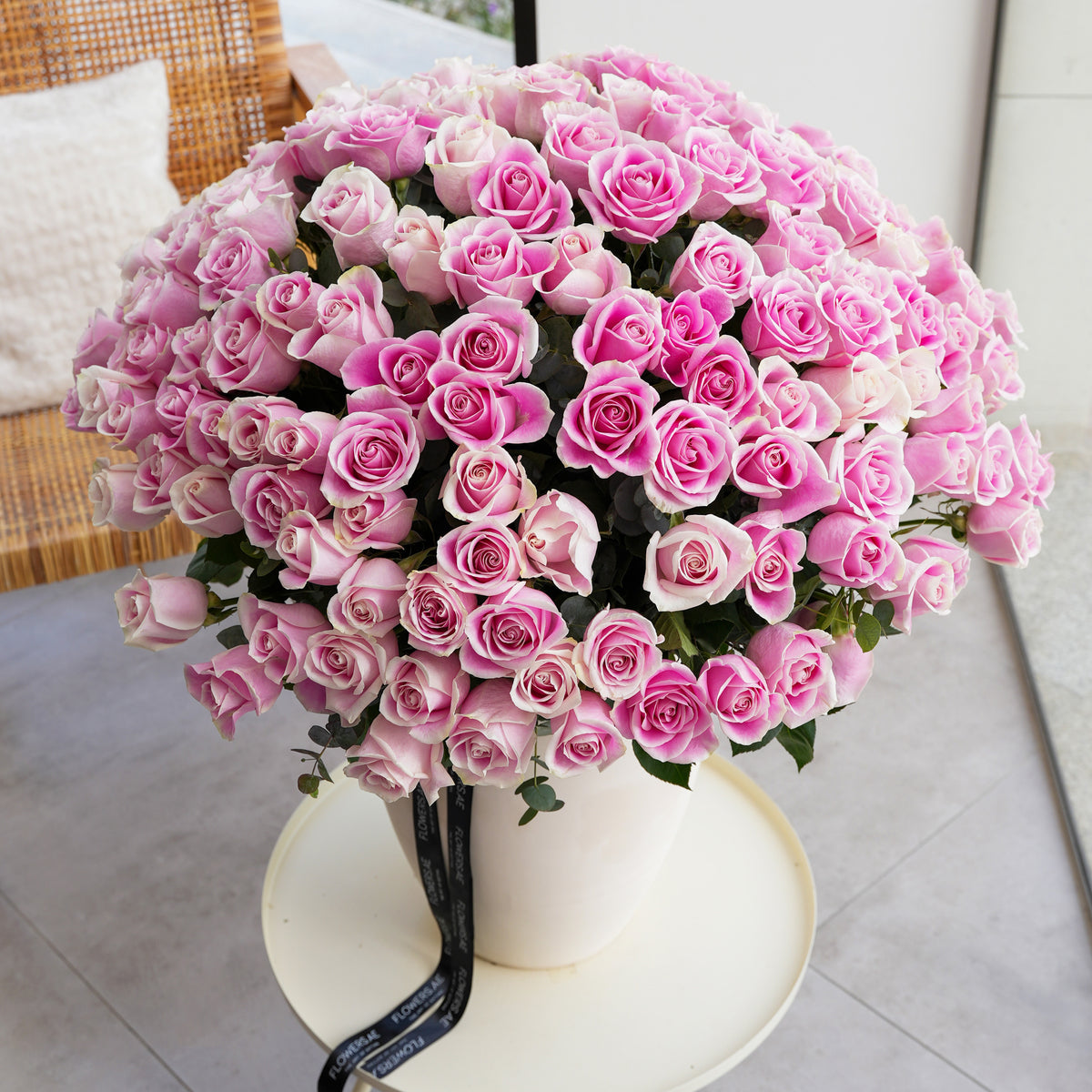 200 Pink Roses  Vase