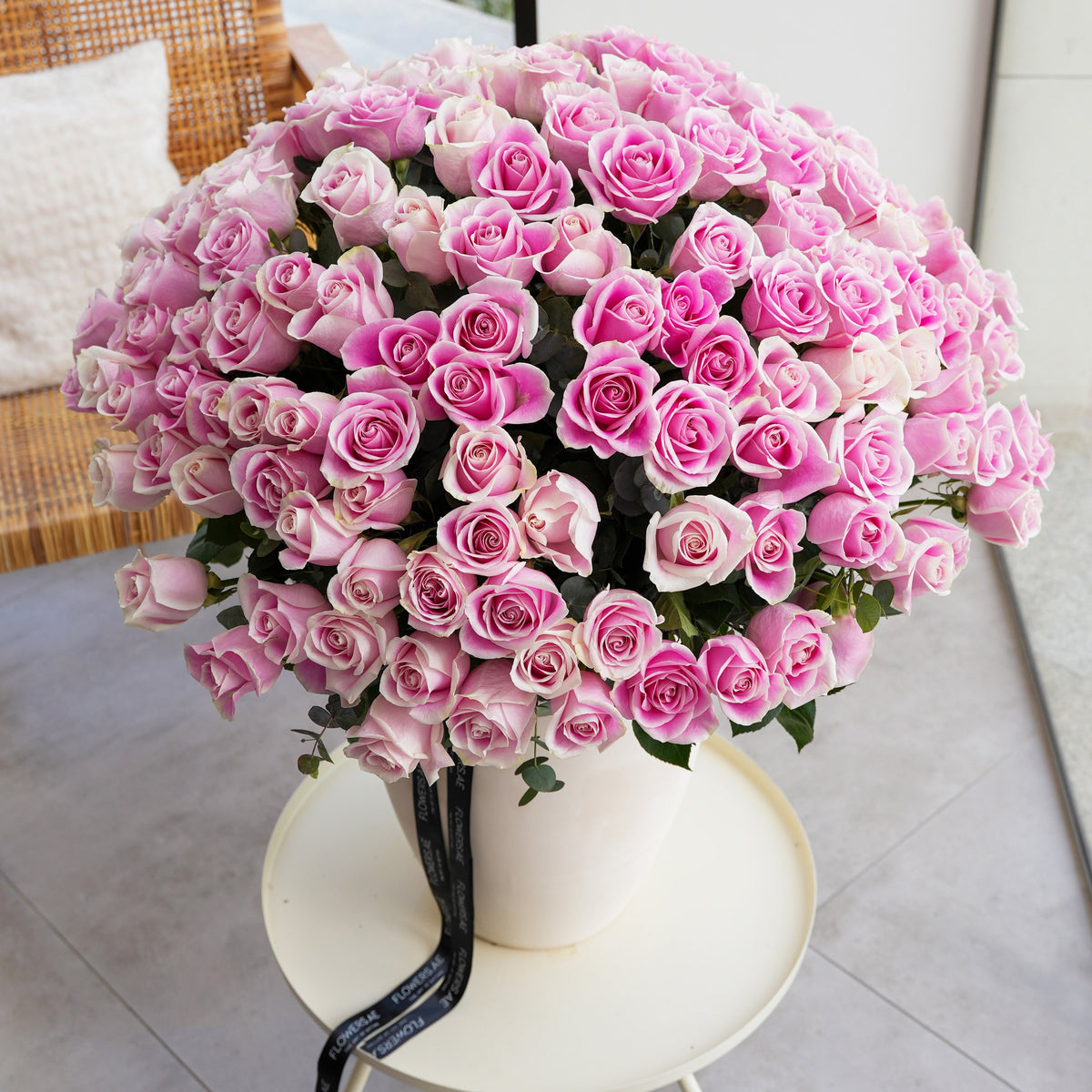 Anniversary 100 Pink Roses  Vase