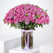 Valentine 200 Purple Roses Vase