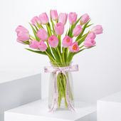 Mother's Day Luxury Pink Tulips Vase