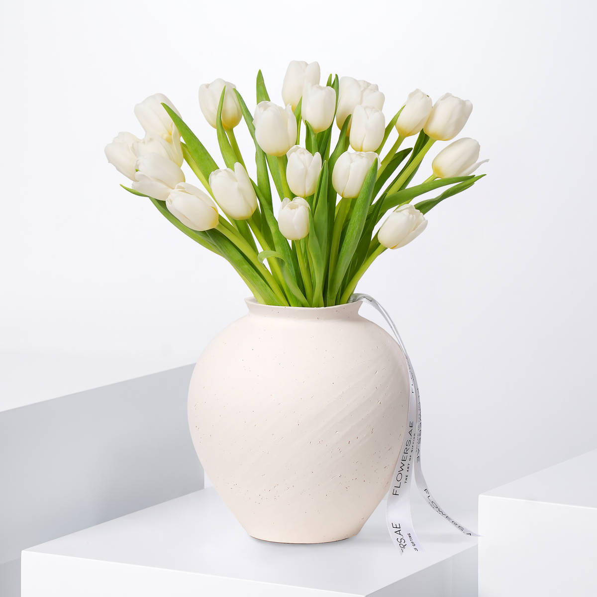 Mother's Day Luxury White Tulips Vase