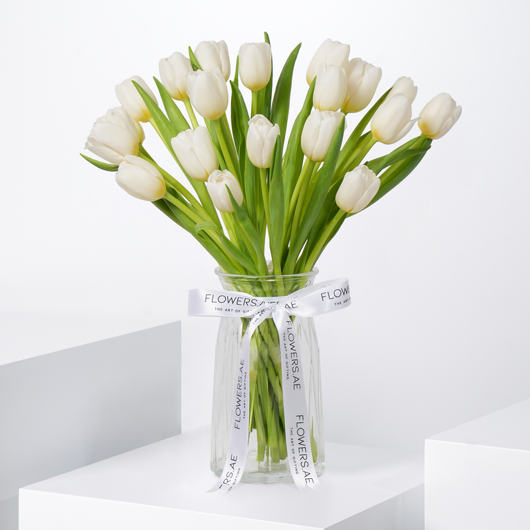 Luxury White Tulips Vase