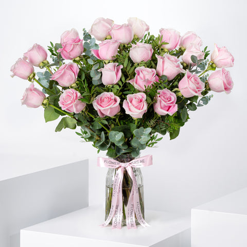 25 Pink Roses Vase