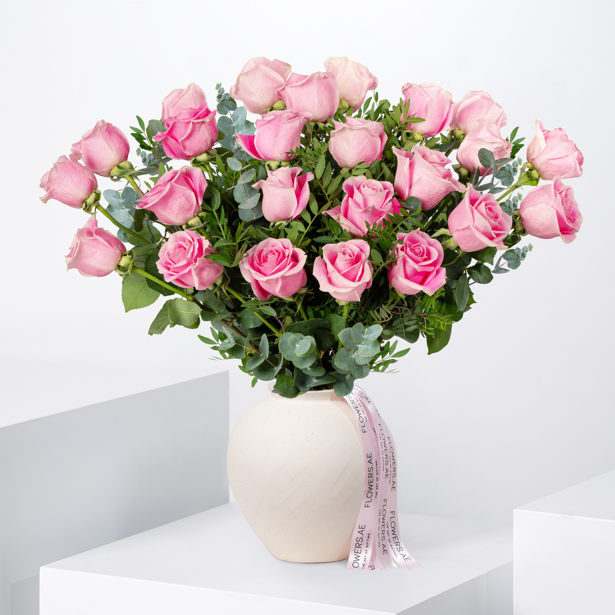 25 Pink Roses Vase