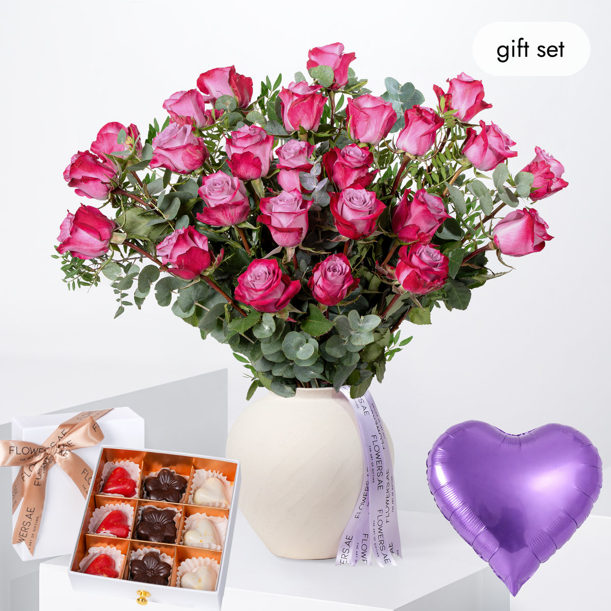 Welcome Back 25 Purple Roses Vase