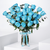 25 Tiffany Blue Roses Vase