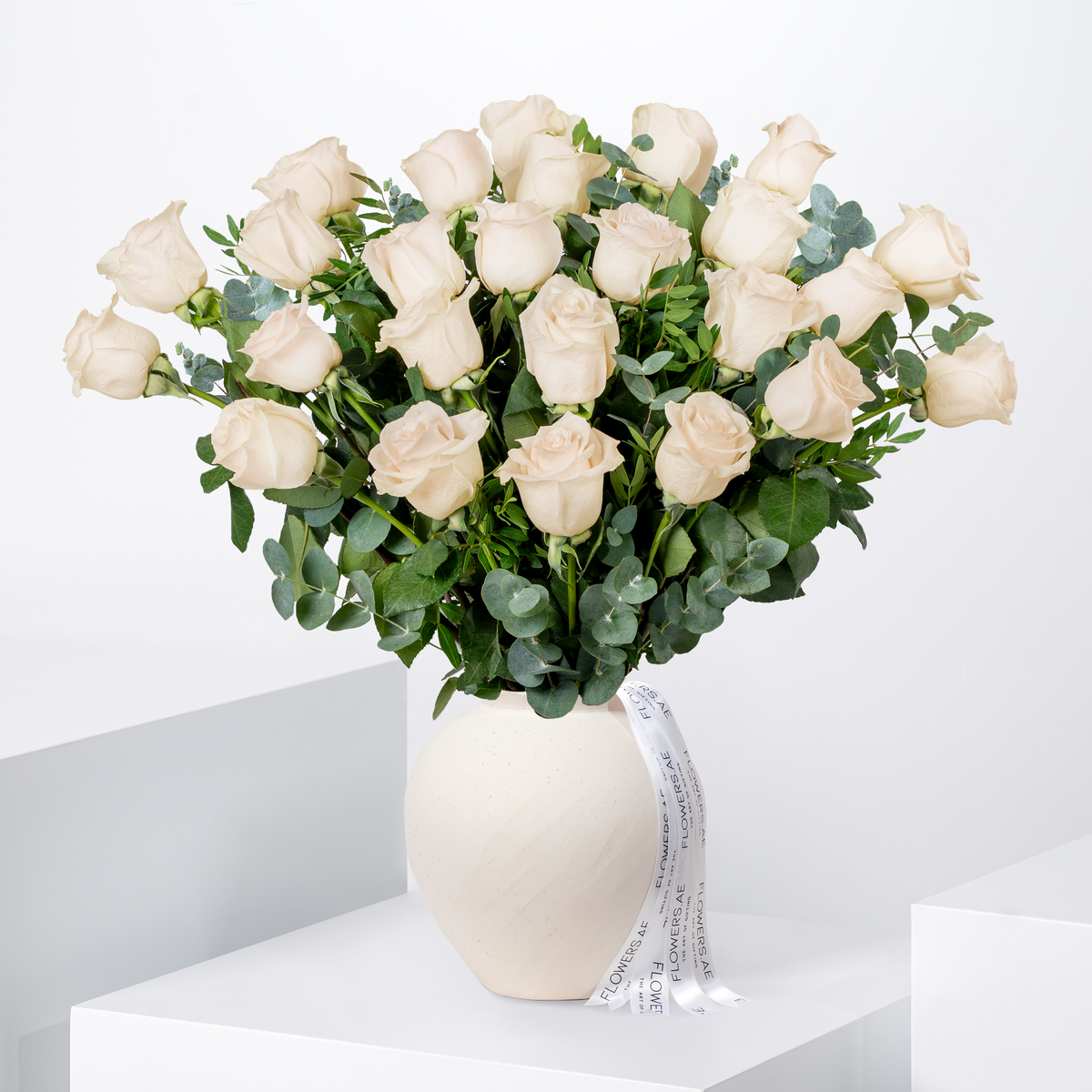 Eid 25 White Roses Vase