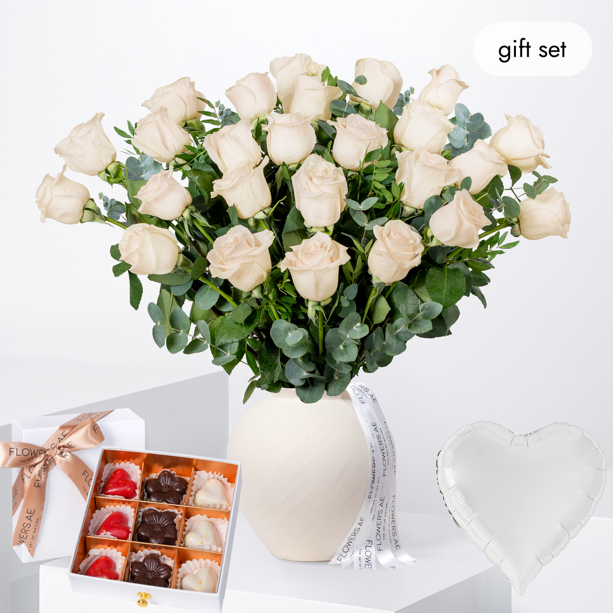 Welcome Back 25 White Roses Vase