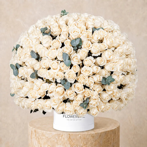 365 White Roses Hatbox