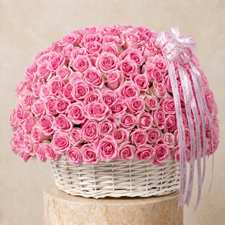365 Pink Roses Basket