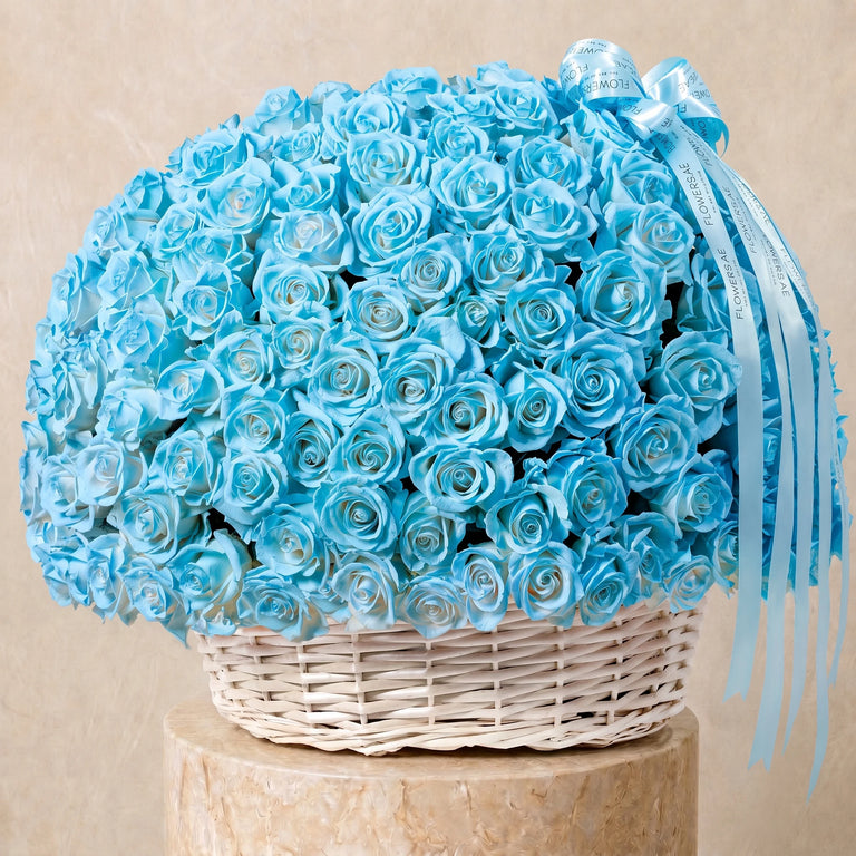 365 Tiffany Blue Roses Basket