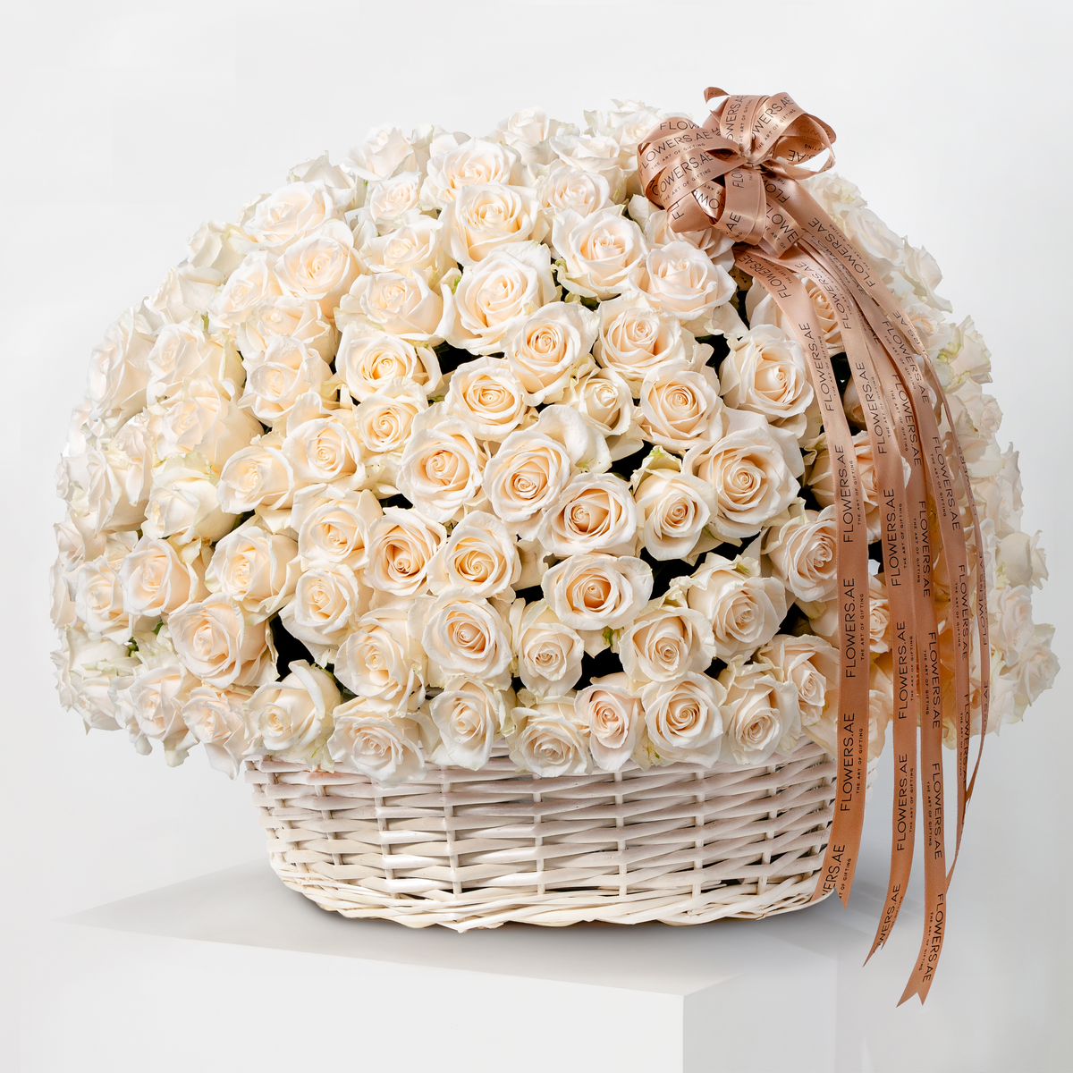 365 White Roses Basket